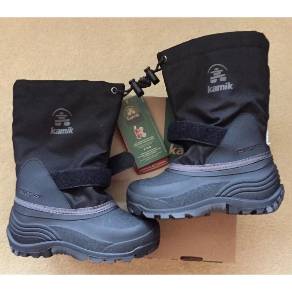 NEW-Kamik Waterbug5-Kids Insulated and Waterproof Winter‎ Boots-Size 12